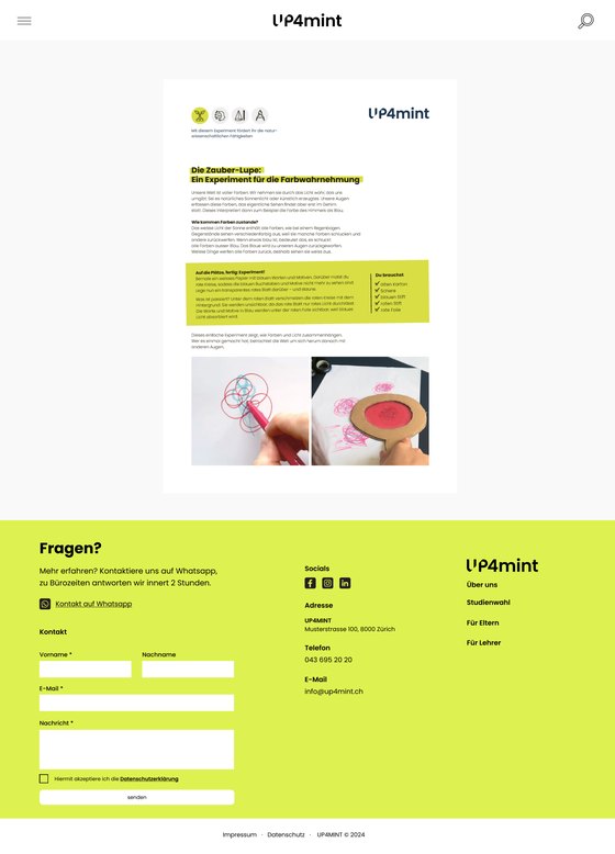 Printable experiment sheet