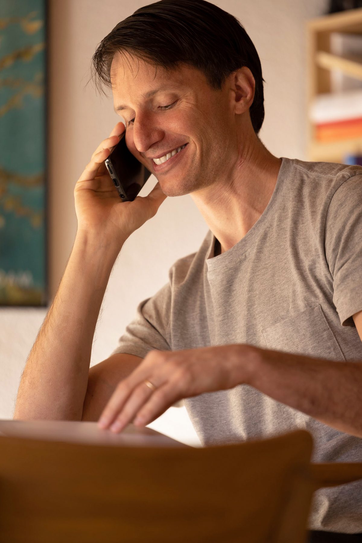 Oliver on the phone at his desk
